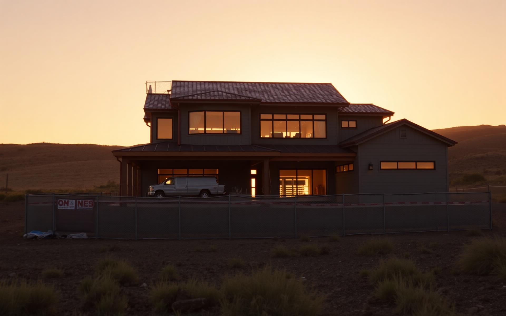 A modern custom home built by Latham at golden hour in the Texas hill country